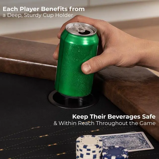 Alt view image 7 of 7 - SereneLife Octagonal Poker/Casino Game Table with Cushioned Rail, 8 Players, Foldable & Portable - SLPTH740