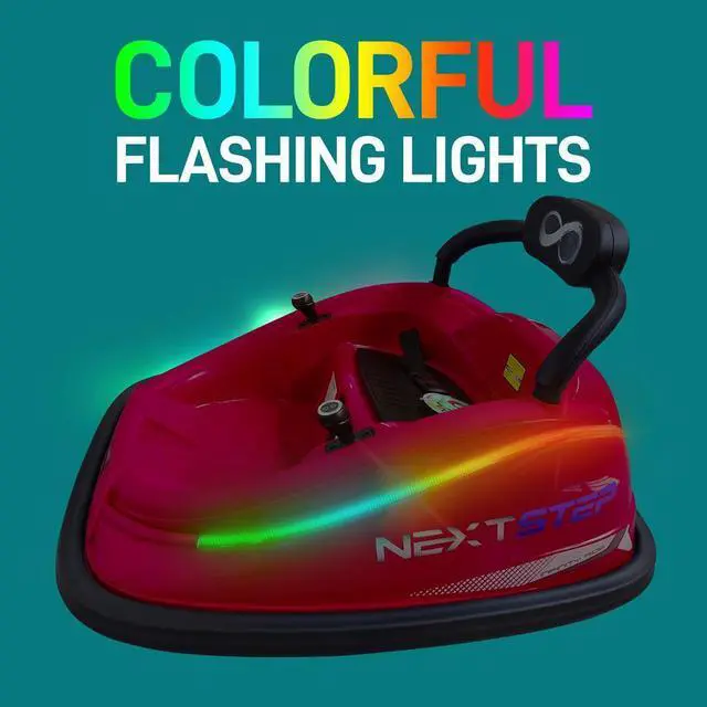 Alt view image 6 of 7 - SereneLife 360° Spinning Kids Bumper Car with LED Lights, Remote Control, Rechargeable Battery, and Adjustable Safety Belt - SLBUPC84 (Red)