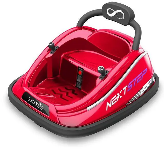 Main image of SereneLife 360° Spinning Kids Bumper Car with LED Lights, Remote Control, Rechargeable Battery, and Adjustable Safety Belt - SLBUPC84 (Red)