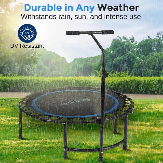 Alt view image 4 of 7 - SereneLife Professional Jumping Trampoline for Fitness & Aerobics, Adjustable Height Handrail, Indoor/Outdoor Use - SLELT418
