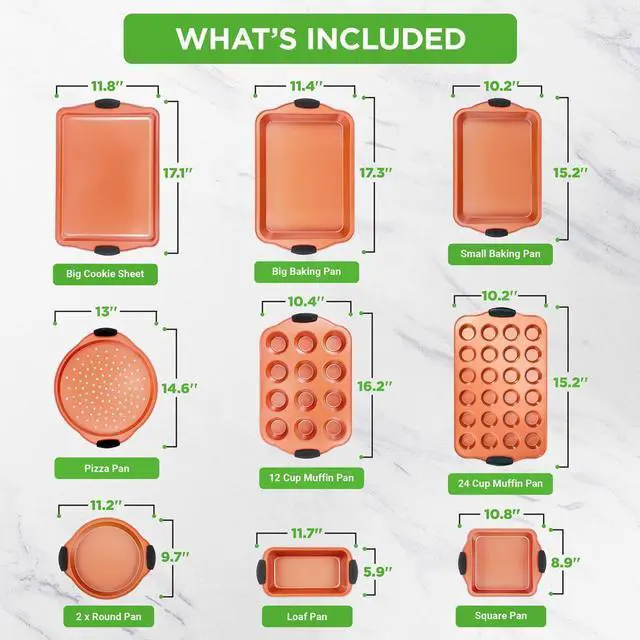 Alt view image 6 of 7 - NutriChef Professional Carbon Steel Nonstick Bakeware Set with Blue Silicone Handles, Flexible and Easy-to-Clean - NCSBS54S