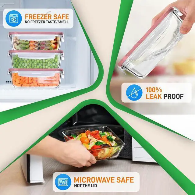 Alt view image 2 of 7 - NutriChef 10-Piece High Borosilicate Glass Food Storage Containers Set with Airtight Locking Lids, 30oz, Microwave, Oven, Freezer Safe - NCCLX5R9