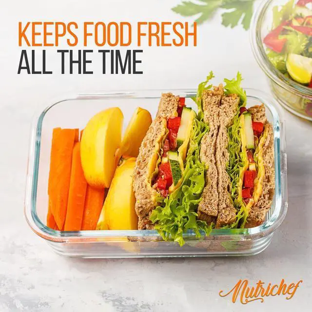 Alt view image 5 of 7 - NutriChef 10-Piece High Borosilicate Glass Food Storage Containers Set with Airtight Locking Lids, 30oz, Microwave, Oven, Freezer Safe - NCCLX5R9