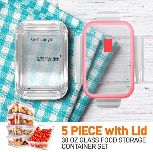 Alt view image 4 of 7 - NutriChef 10-Piece High Borosilicate Glass Food Storage Containers Set with Airtight Locking Lids, 30oz, Microwave, Oven, Freezer Safe - NCCLX5R9