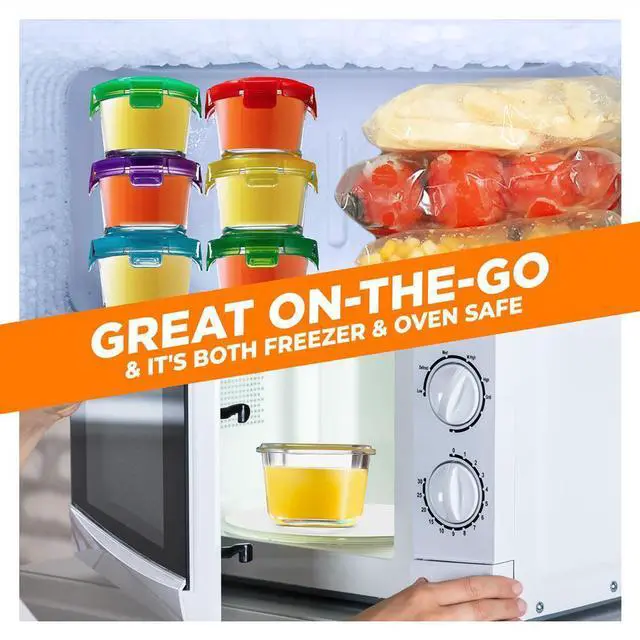 Alt view image 5 of 7 - NutriChef Glass Round Meal-Prep Containers, 12 Pcs, 4.48oz with Airtight Locking Lid, High Borosilicate Glass, Freezer to Oven Safe - NCGLBAB