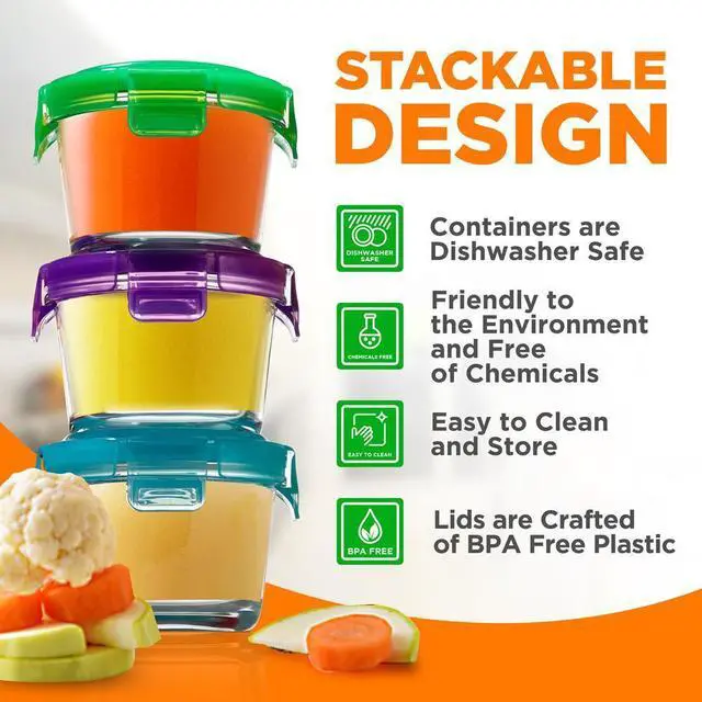 Alt view image 7 of 7 - NutriChef Glass Round Meal-Prep Containers, 12 Pcs, 4.48oz with Airtight Locking Lid, High Borosilicate Glass, Freezer to Oven Safe - NCGLBAB