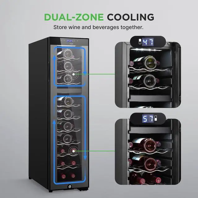 Alt view image 2 of 7 - NutriChef Wine Chilling Refrigerator Cooler, 27-Bottle Capacity, Compressor Fan Cooling, Digital Touch Control, Glass Door - PKCWCDS275