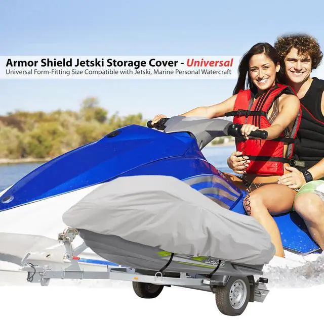 Alt view image 2 of 6 - Pyle Armor Shield Jetski Storage Cover, Universal Trailer/Storage Cover for Jetski (Up to 102), Marine-Grade Protection