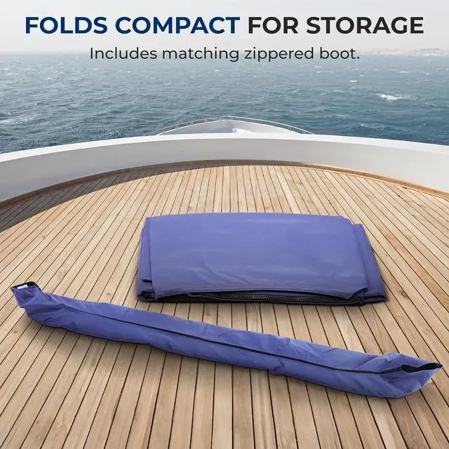 Alt view image 6 of 7 - SereneLife 4 Bow Bimini Top Boat Cover, Front Hold-Down Straps and Rear Support Arms, Marine-Grade 600 Denier Polyester, Aluminum Frame - SLBT460G