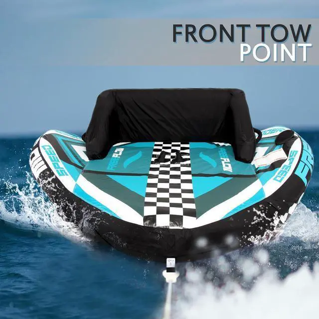 Alt view image 5 of 6 - SereneLife Inflatable Towable Tube for Boating, Heavy-Duty Booster Tube, 2 Rider Capacity, PVC Air Chamber, EVA Foam Seating Pads - SLTOWBL20