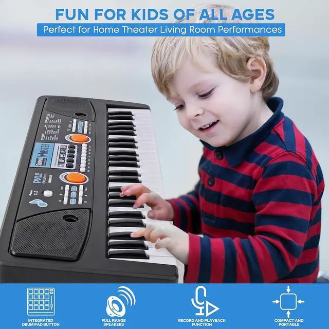 Alt view image 5 of 7 - Pyle 49-Key Portable Piano Keyboard & Wired Microphone, Rechargeable Battery, 2-in-1 Karaoke Function, Digital Music Keyboard - PKBRD4113