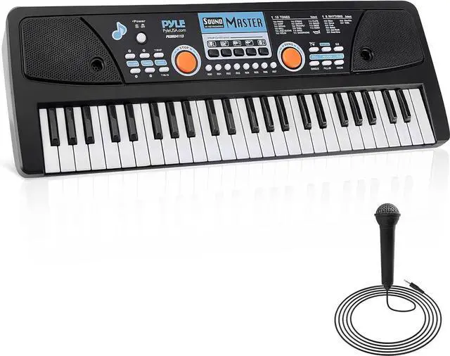 Main image of Pyle 49-Key Portable Piano Keyboard & Wired Microphone, Rechargeable Battery, 2-in-1 Karaoke Function, Digital Music Keyboard - PKBRD4113