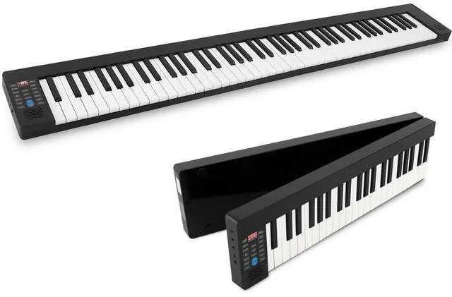 Main image of Pyle Portable Foldable Piano Keyboard, 88 Keys, Bluetooth MIDI, 129 Tones, Record & Playback, with Built-In Stereo Speakers, Sustain Pedal, & Bag - PKBRD8100