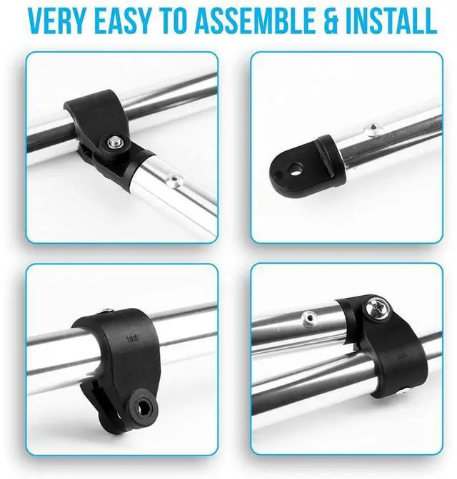 Alt view image 7 of 7 - SereneLife 3 Bow Bimini Top, Navy Blue, Marine-Grade 600D Polyester Canvas, Aluminum Frame, 72'' x 54-60'' x 46'', Includes Storage Boot and Rear Support Poles