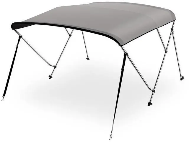 Main image of SereneLife 4 Bow Bimini Top, Gray, Marine-Grade 600D Polyester Canvas, Aluminum Frame, 96'' x 61-66'' x 54'', Includes Storage Boot and Rear Support Poles
