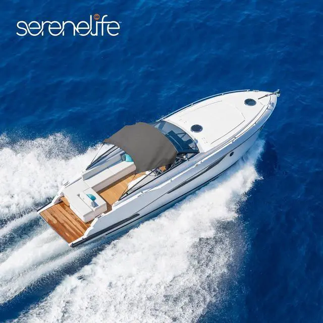 Alt view image 5 of 7 - SereneLife 4 Bow Bimini Top, Gray, Marine-Grade 600D Polyester Canvas, Aluminum Frame, 96'' x 61-66'' x 54'', Includes Storage Boot and Rear Support Poles
