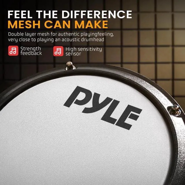 Alt view image 4 of 7 - Pyle Professional Electronic Drum Set, 180 Sound Styles, USB MIDI, Drum Pads with Hi-Hat, Tom-Tom, Snare, Bass Drums, and Cymbals, Includes Foot Pedals, Throne, and Headphones - PEDKITPRO62