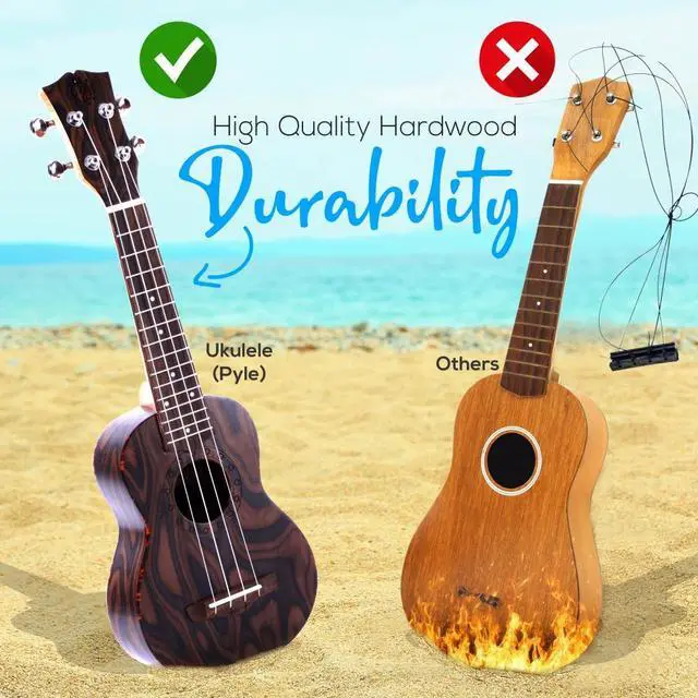 Alt view image 4 of 7 - Pyle 21" Inch Soprano Ukulele Kit with Digital Tuner, Strap, 3 Felt Picks, Finger Guide, and Gig Bag