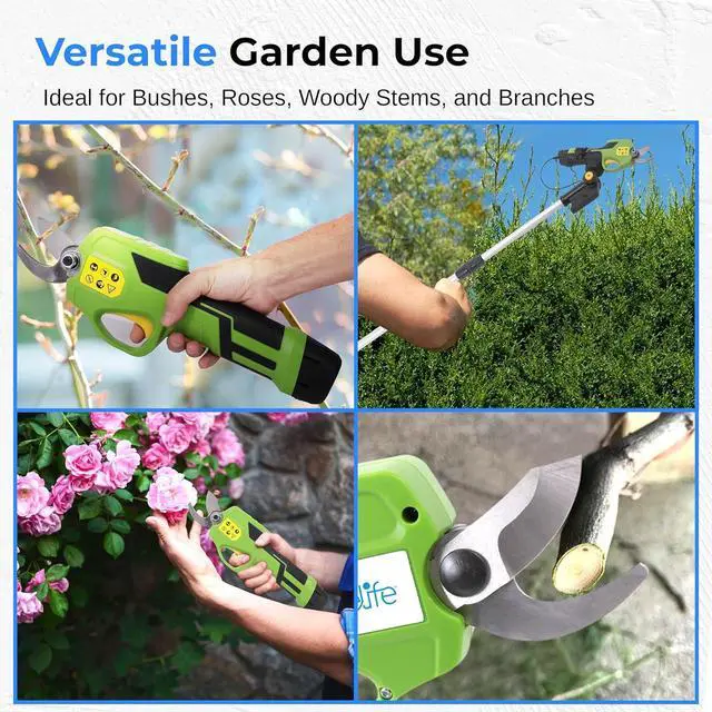 Alt view image 6 of 7 - SereneLife Cordless Lithium Pruner with Telescopic Handle, 7.2V Lithium-Ion Battery, Ideal for Bushes, Roses, Woody Stems, and Branches