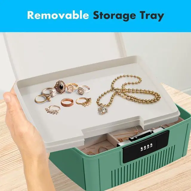 Alt view image 3 of 7 - SereneLife 2-Gallon Locking Storage Bin with Combination Lock - Green