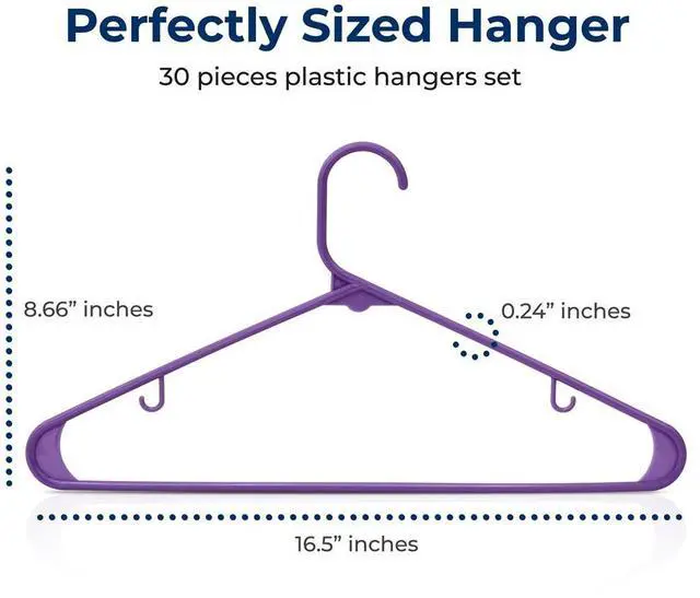 Alt view image 6 of 7 - SereneLife 30-Pack Plastic Non-Slip Hangers with 360° Swivel Hook - Purple