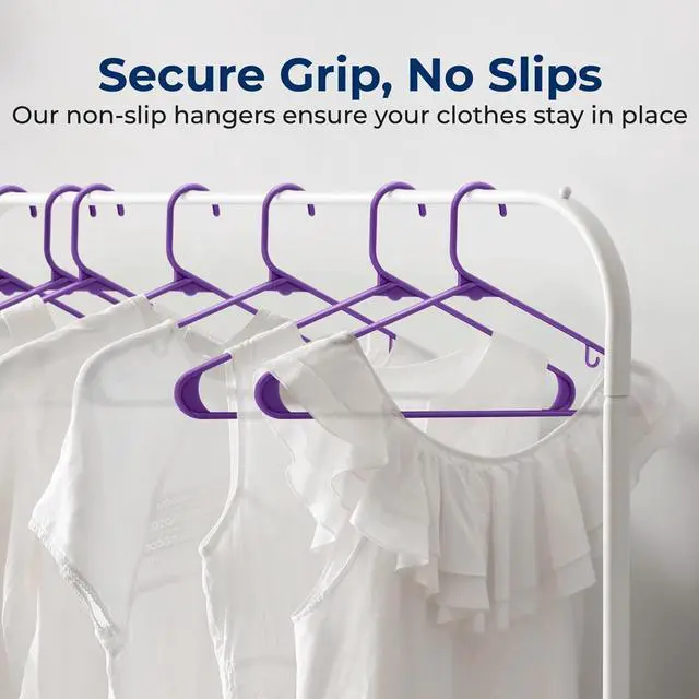 Alt view image 4 of 7 - SereneLife 30-Pack Plastic Non-Slip Hangers with 360° Swivel Hook - Purple