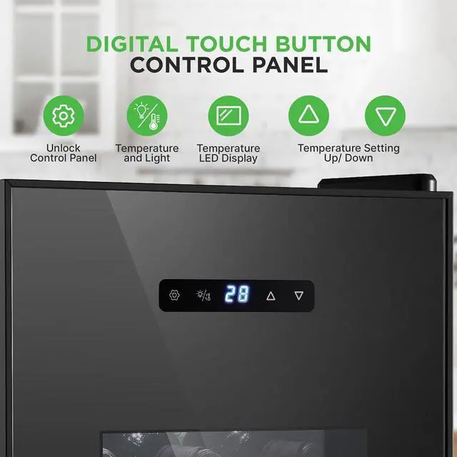 Alt view image 3 of 7 - NutriChef Wine Chilling Refrigerator Cellar - Single-Zone Wine Cooler, Digital Touch Control, 12 Bottle Capacity