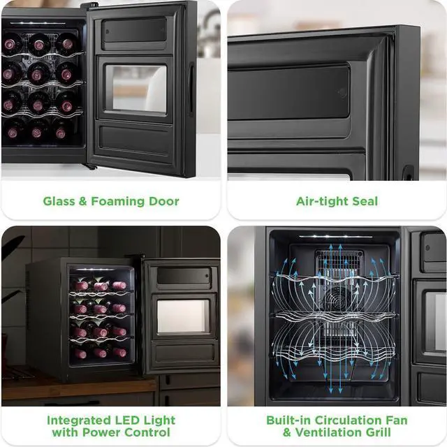 Alt view image 5 of 7 - NutriChef Wine Chilling Refrigerator Cellar - Single-Zone Wine Cooler, Digital Touch Control, 12 Bottle Capacity