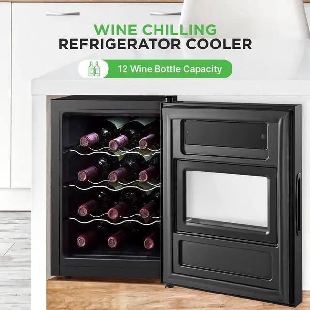 Alt view image 4 of 7 - NutriChef Wine Chilling Refrigerator Cellar - Single-Zone Wine Cooler, Digital Touch Control, 12 Bottle Capacity