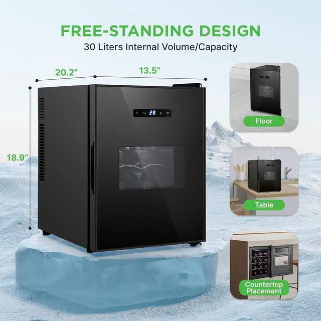 Alt view image 7 of 7 - NutriChef Wine Chilling Refrigerator Cellar - Single-Zone Wine Cooler, Digital Touch Control, 12 Bottle Capacity