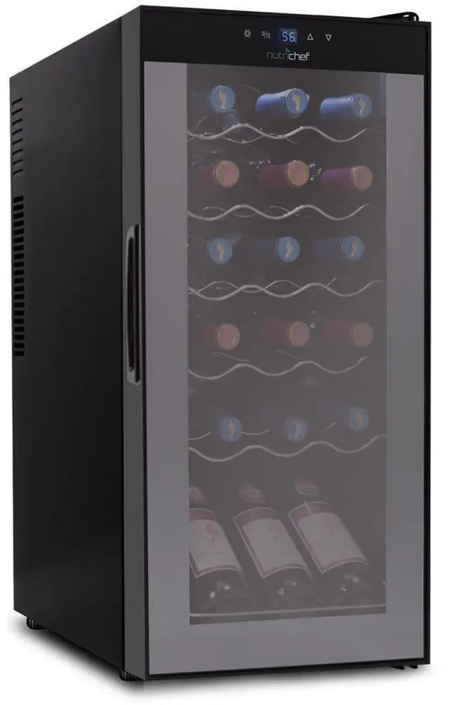 Main image of NutriChef Wine Chilling Refrigerator Cellar - Digital Touch Control, 18 Bottle Capacity, Compressor Fan Cooling