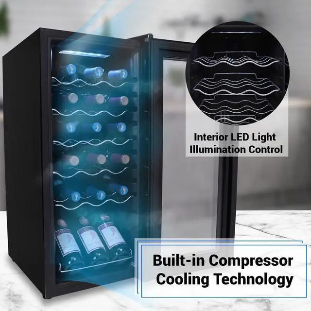 Alt view image 6 of 7 - NutriChef Wine Chilling Refrigerator Cellar - Digital Touch Control, 18 Bottle Capacity, Compressor Fan Cooling