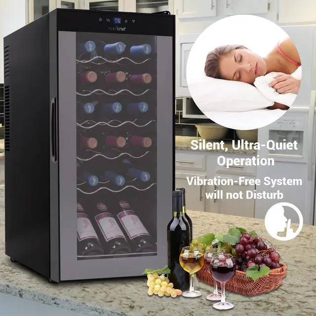 Alt view image 4 of 7 - NutriChef Wine Chilling Refrigerator Cellar - Digital Touch Control, 18 Bottle Capacity, Compressor Fan Cooling
