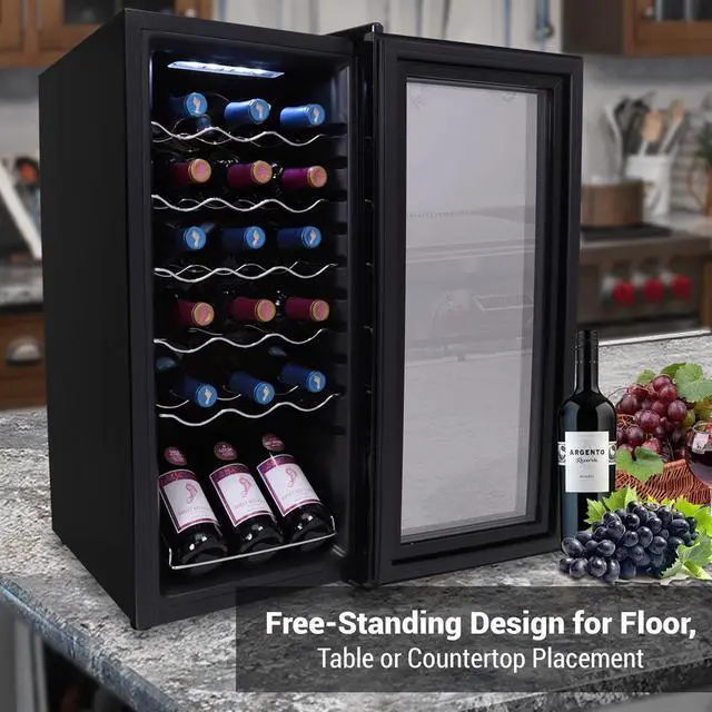 Alt view image 3 of 7 - NutriChef Wine Chilling Refrigerator Cellar - Digital Touch Control, 18 Bottle Capacity, Compressor Fan Cooling