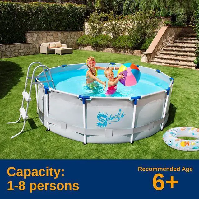 Alt view image 7 of 7 - SereneLife Round Metal Frame Pool Set - Above Ground Swimming Pool, 6503L Capacity, Fast Setup