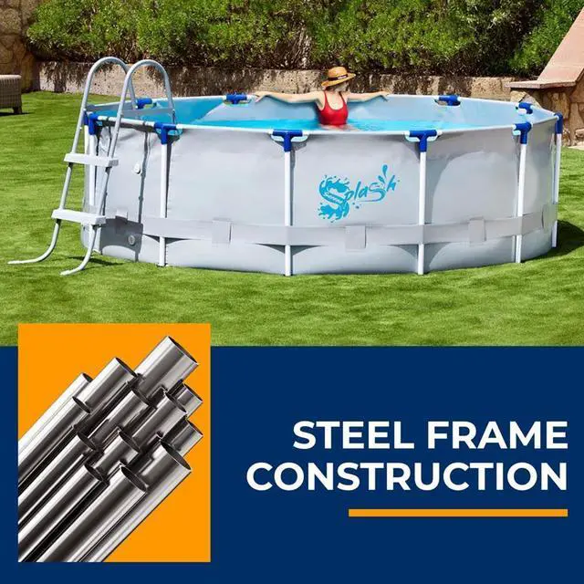 Alt view image 2 of 7 - SereneLife Round Metal Frame Pool Set - Above Ground Swimming Pool, 6503L Capacity, Fast Setup