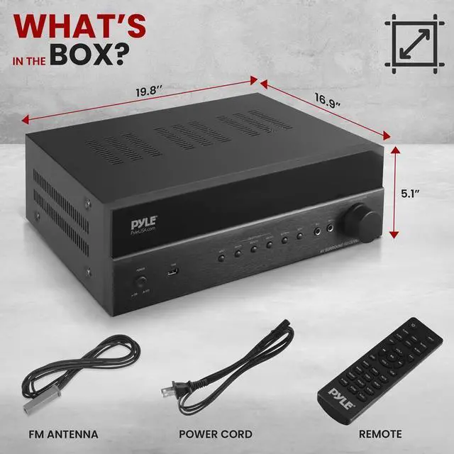 Alt view image 6 of 7 - Pyle Hi-Fi Wireless BT Home Theater Receiver, 5.2 Channel Surround Sound, 1000W MAX, 4K Ultra HD, MP3/USB/FM Radio - PT865BT