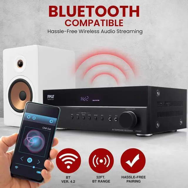 Alt view image 7 of 7 - Pyle Hi-Fi Wireless BT Home Theater Receiver, 5.2 Channel Surround Sound, 1000W MAX, 4K Ultra HD, MP3/USB/FM Radio - PT865BT