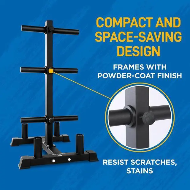 Alt view image 2 of 7 - SereneLife Weight Plate Rack with Barbell Holders, 800-Pound Capacity, Heavy Duty Steel Construction - SLDBHOLD
