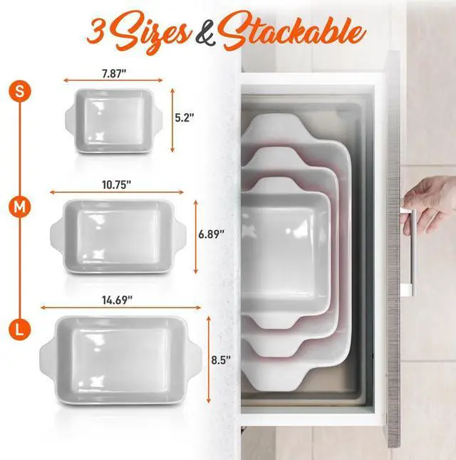 Alt view image 5 of 7 - NutriChef 3-Piece Ceramic Bakeware Set, Non-Stick Hybrid Ceramic, Dishwasher Safe, Odor-Free, Red - NCCREX55