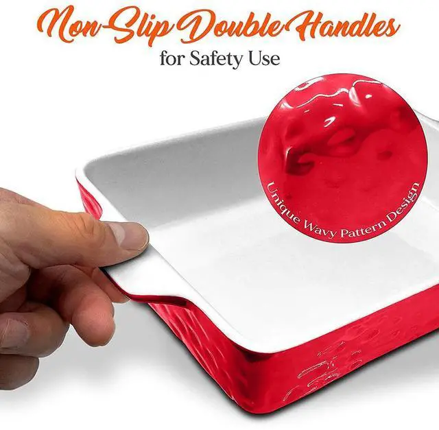 Alt view image 6 of 7 - NutriChef 3-Piece Ceramic Bakeware Set, Non-Stick Hybrid Ceramic, Dishwasher Safe, Odor-Free, Red - NCCREX55