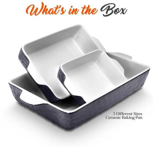 Alt view image 5 of 7 - NutriChef 3-Piece Ceramic Bakeware Set, Non-Stick Hybrid Ceramic, Dishwasher Safe, Oven Safe Up to 446°F (Royal Blue) - NCCREX42