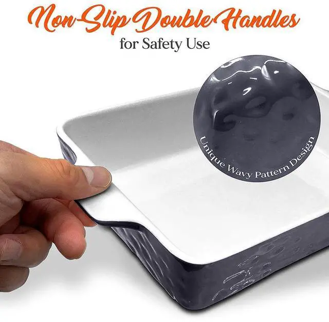 Alt view image 4 of 7 - NutriChef 3-Piece Ceramic Bakeware Set, Non-Stick Hybrid Ceramic, Dishwasher Safe, Oven Safe Up to 446°F (Royal Blue) - NCCREX42