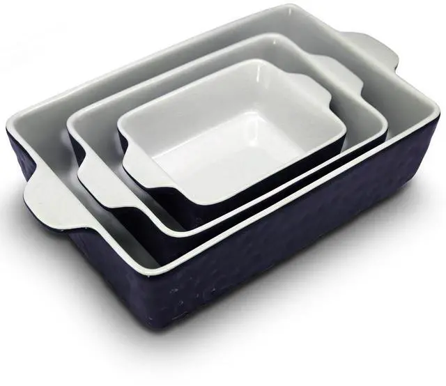 Main image of NutriChef 3-Piece Ceramic Bakeware Set, Non-Stick Hybrid Ceramic, Dishwasher Safe, Oven Safe Up to 446°F (Royal Blue) - NCCREX42