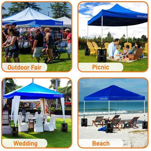 Alt view image 4 of 7 - SereneLife 10x10 ft. Pop Up Tent, Commercial Instant Shelter, Waterproof Polyester, Portable with Wheeled Carry Bag & Sand Bags - SLGZ10BU (Navy Blue)