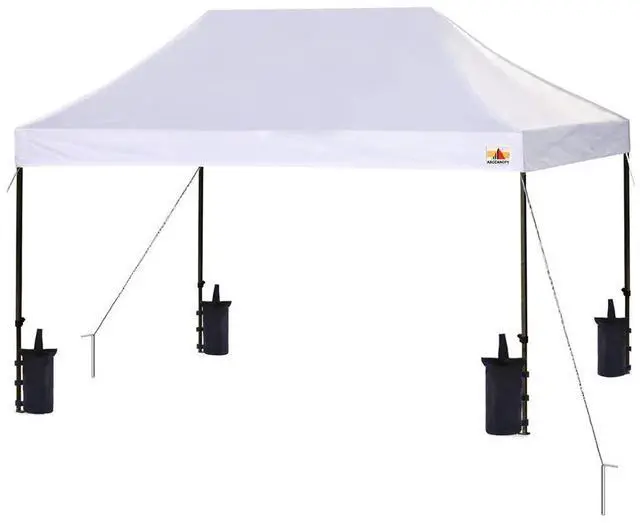Main image of SereneLife 10x15 ft. Pop Up Canopy Tent, Commercial Instant Shelter, Waterproof Polyester, Portable with Wheeled Carry Bag & Sand Bags - SLGZ15W (White)