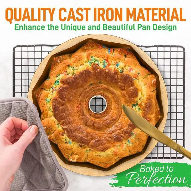 Alt view image 7 of 7 - NutriChef Extra-Thick Nonstick Cast Aluminum Bundt Cake Pan - NCBUTP26 - 9.5"x3.74"