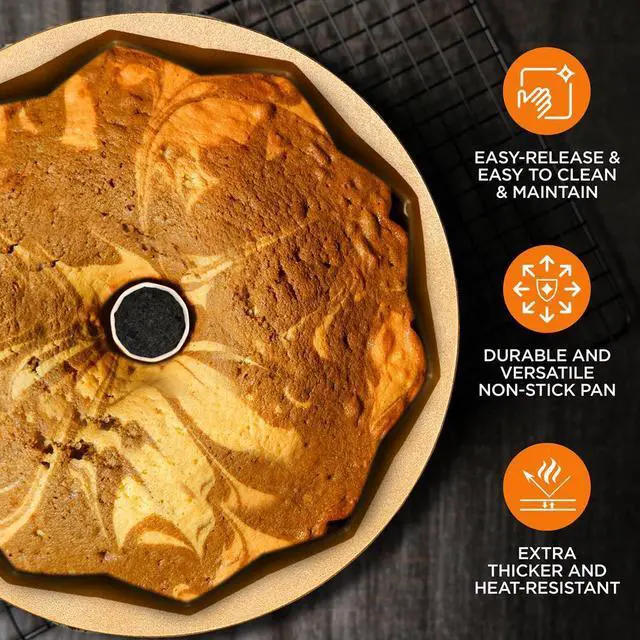 Alt view image 4 of 7 - NutriChef Extra-Thick Nonstick Cast Aluminum Bundt Cake Pan - NCBUTP26 - 9.5"x3.74"