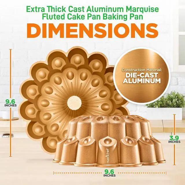 Alt view image 2 of 7 - NutriChef Extra-Thick Nonstick Cast Aluminum Marquise Pan - NCBUTP55 - 9.6"x3.9"