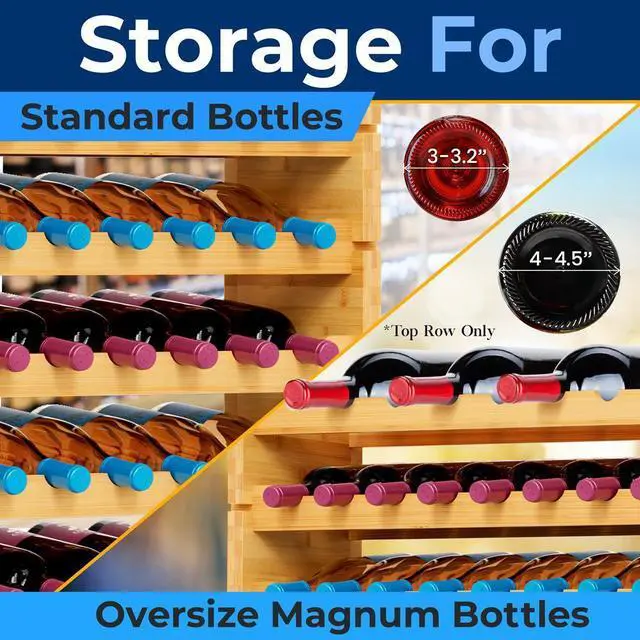 Alt view image 5 of 7 - NutriChef 108-Bottle 12-Tier Bamboo Wine Rack Organizer - SLWMDSF960 - 33.5"x10"x62.8"